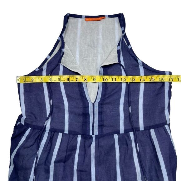 Oliphant Tiered Striped Tassel Tie Neck Maxi Dress Blue Size XS - Picture 7 of 12